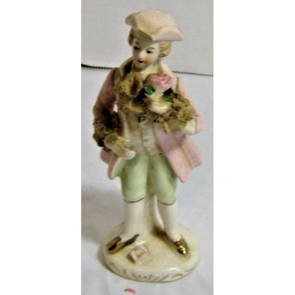 Vintage Ceramic Victorian Man Carrying flowers Figurine